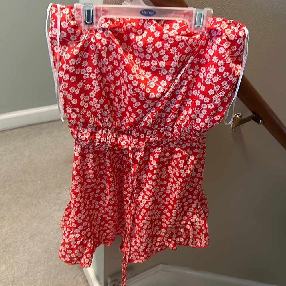 Red floral romper Size 6